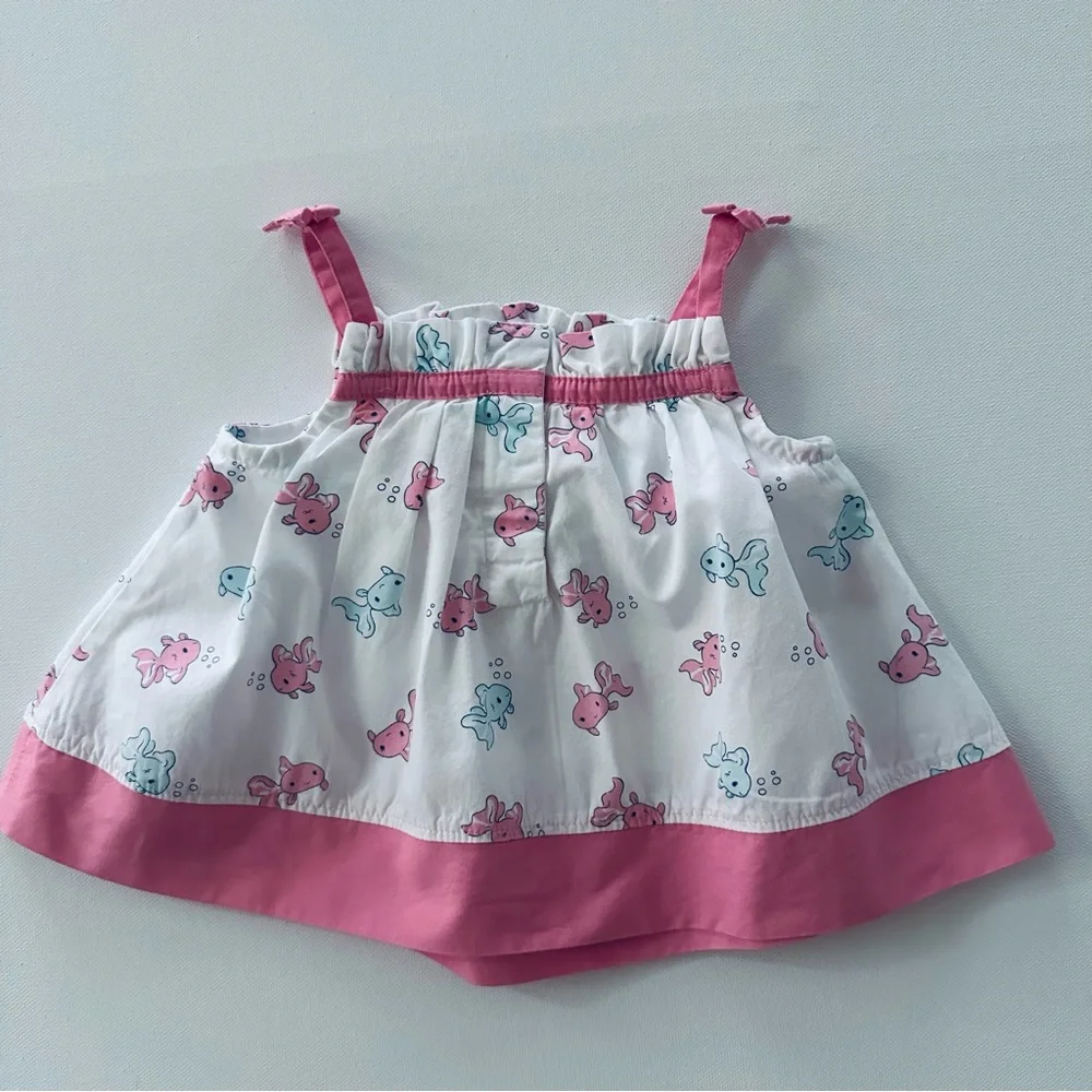 Gymboree 3-6 Months Baby Girl Goldfish Top Shorts Set Outfit Pink Summer